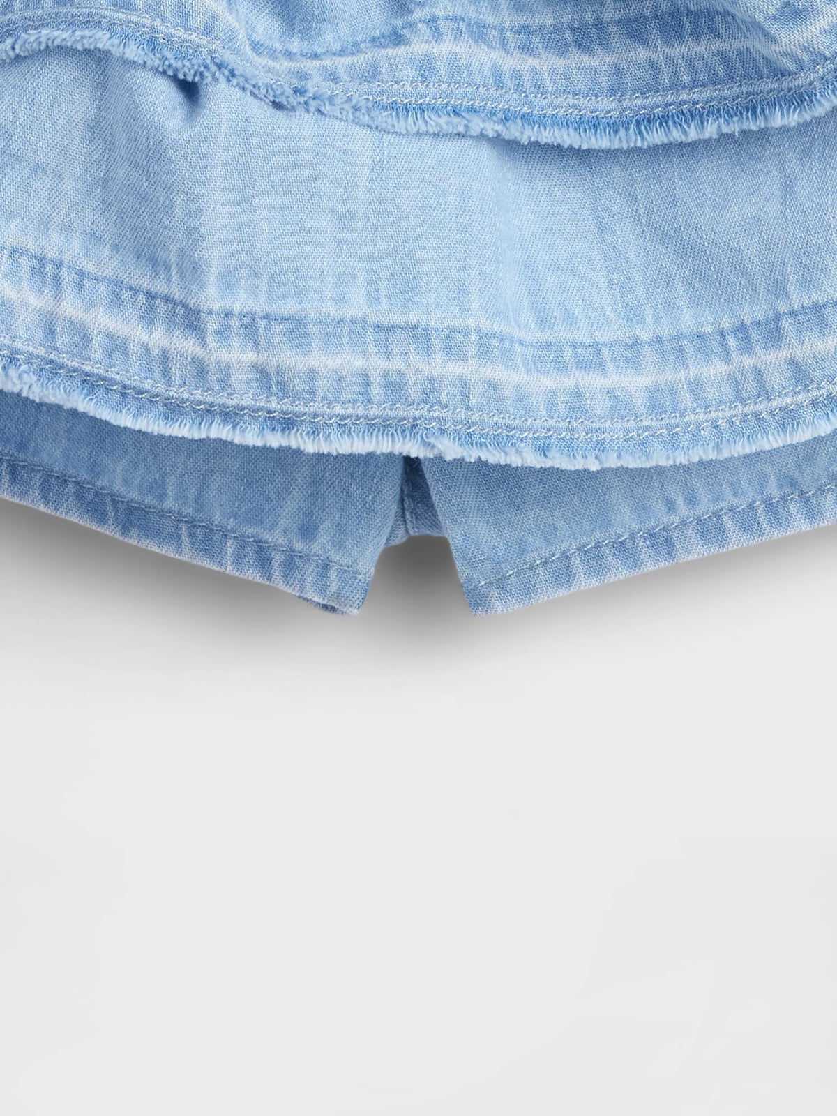 Açık Mavi Denim Ruffle Şort Etek