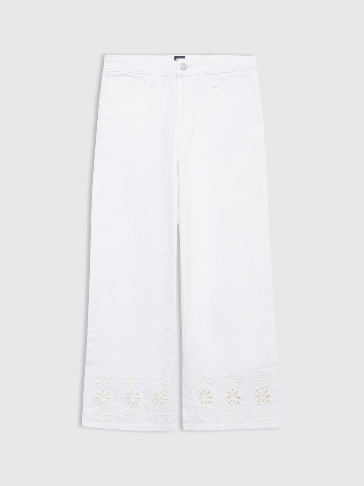 Beyaz Wide-leg Dantel Işlemeli Pantolon