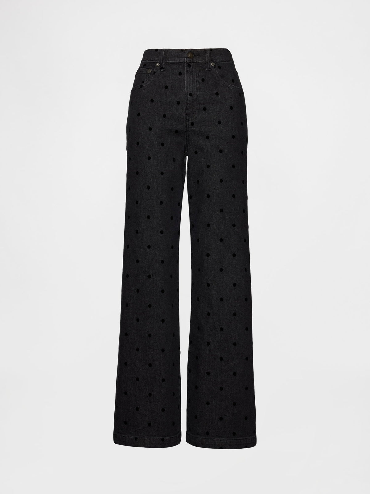 Siyah High Rise Stride Wide-leg Jean Pantolon