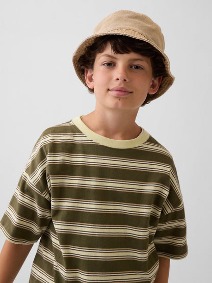 Bej Overdye Denim Bucket Şapka