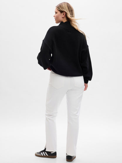 Beyaz High Rise Vintage Slim Jean Pantolon