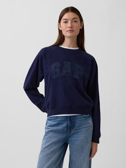 Siyah Fransız Havlu Kumaş Raglan Logo Sweatshirt