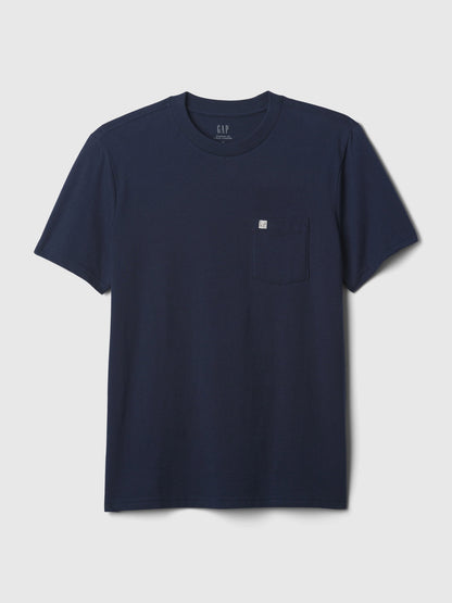 Beyaz Organik Pamuk Cepli T-shirt
