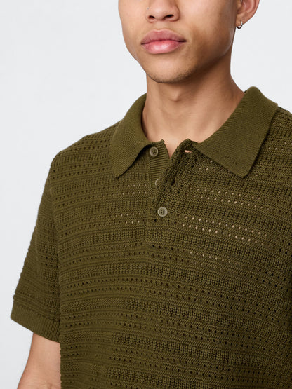 Haki Örgü Polo T-shirt
