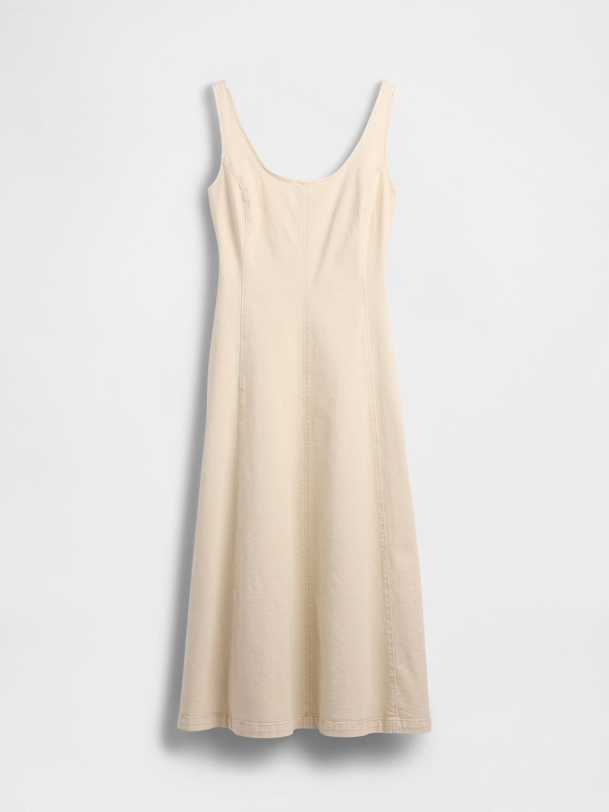 Bej Scoop Neck Maxi Elbise