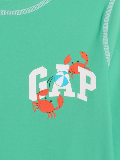Açık Yeşil Americana Grafik Baskılı Rash Guard Mayo