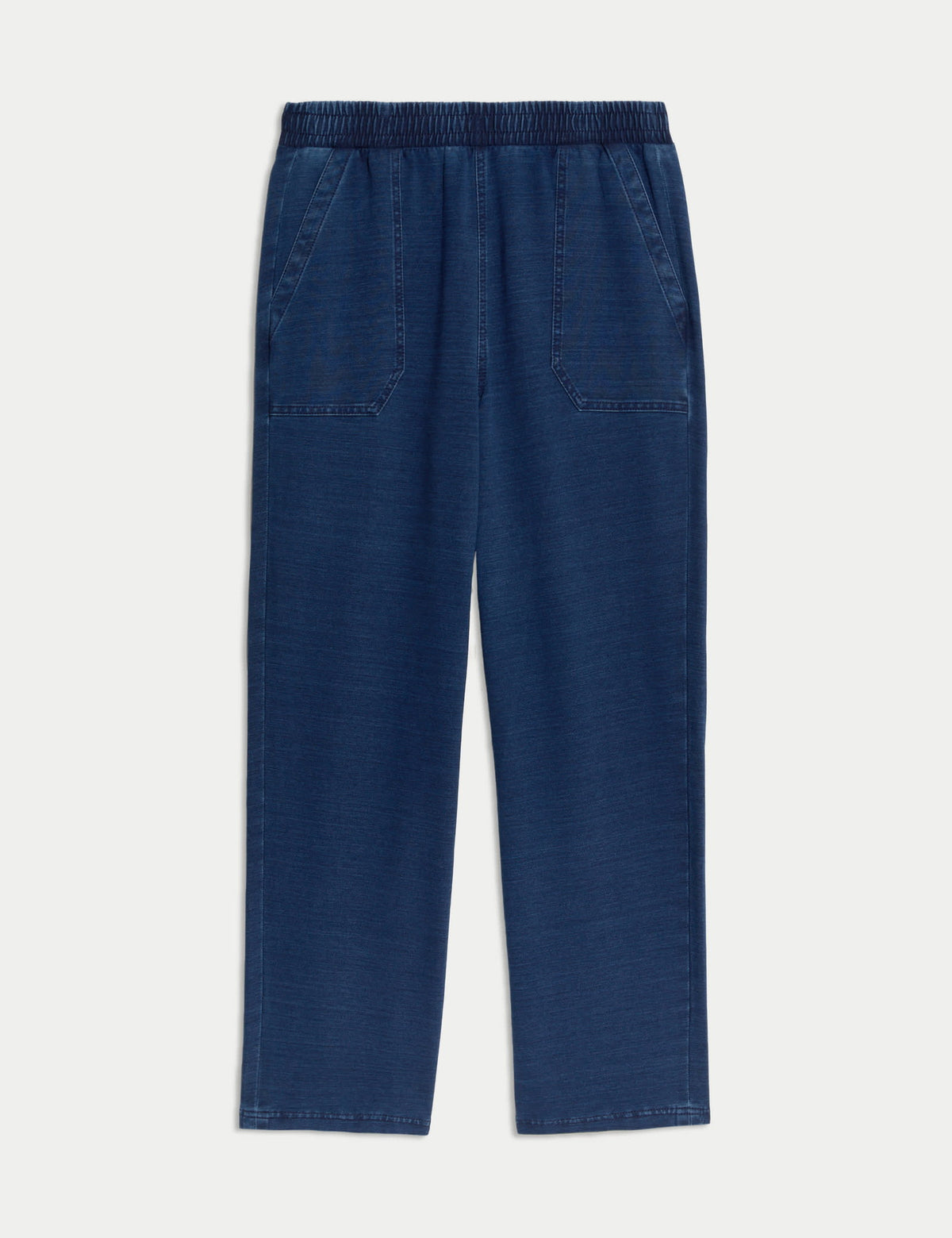 Denim Görünümlü Jarse Düz Paça Pantolon