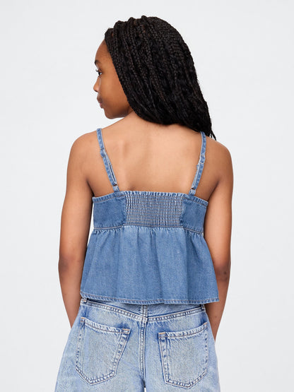 Mavi Denim Askılı Peplum Bluz