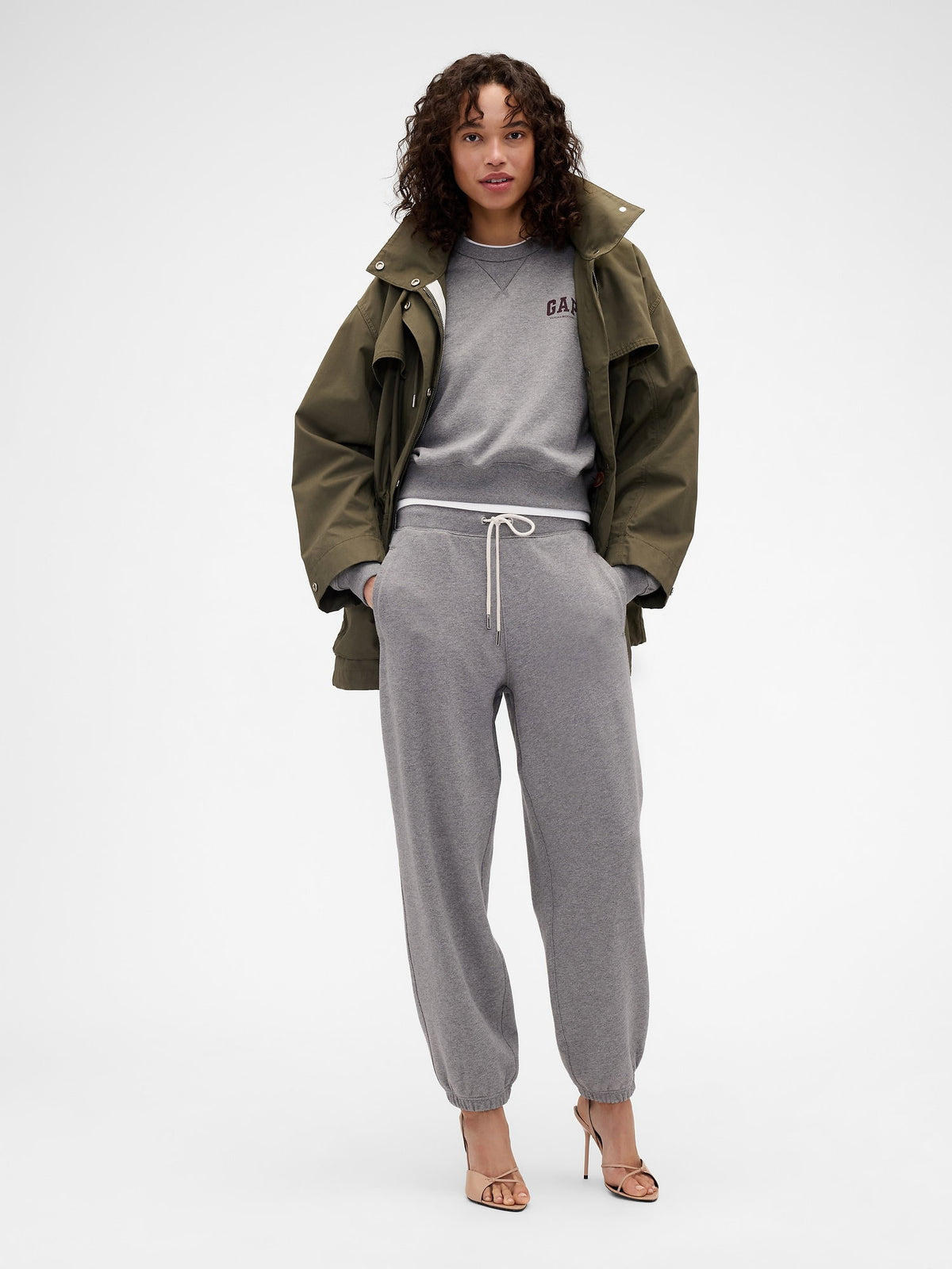 Gri Gap × Victoria Beckham Fransız Havlu Kumaş Sweatshirt