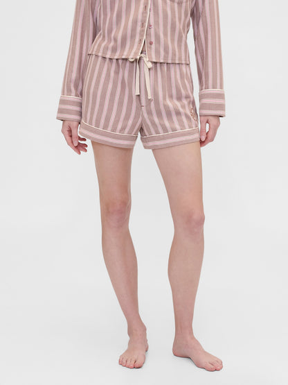 Pembe Gap × Summer Fridays Flannel Çizgili Pijama Boxer Şort