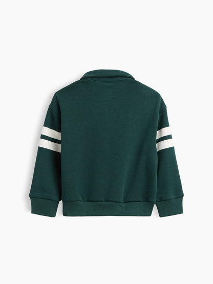 Koyu Yeşil Vintagesoft Varsity Logo Polo Sweatshirt