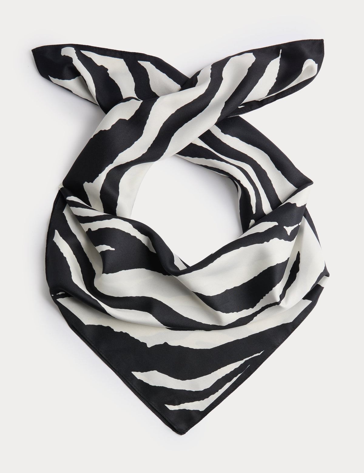 Saten Zebra Desenli Fular