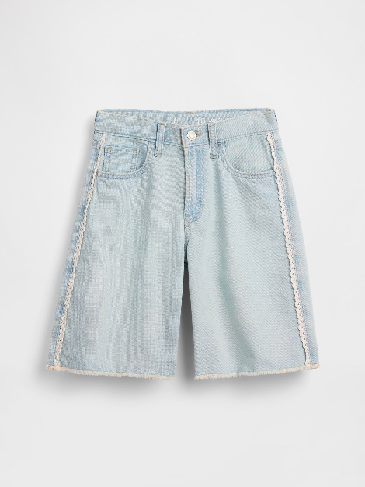 Açık Mavi Low Rise Longline Denim Şort