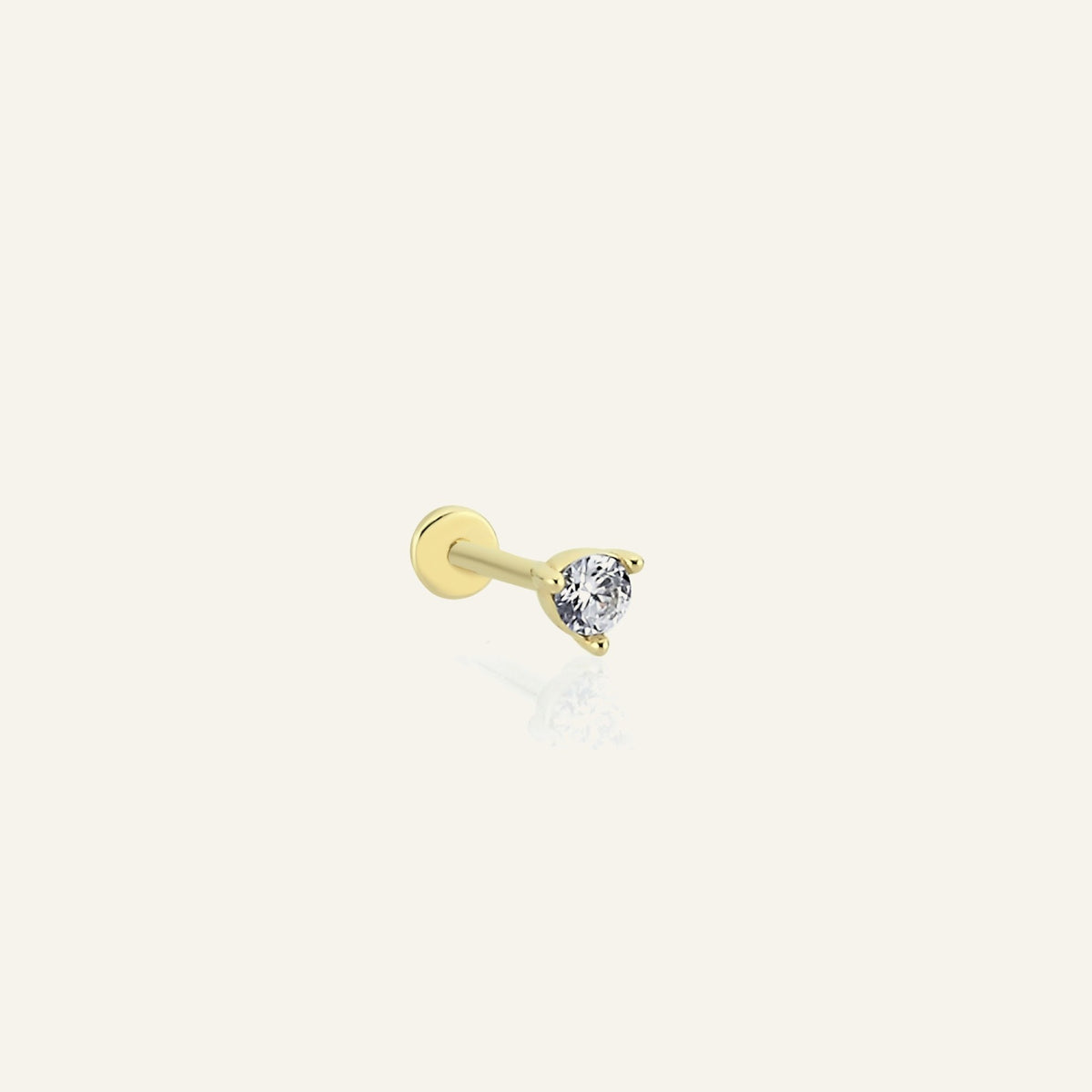 Dot Tek Taşlı Altın Kulak Piercing