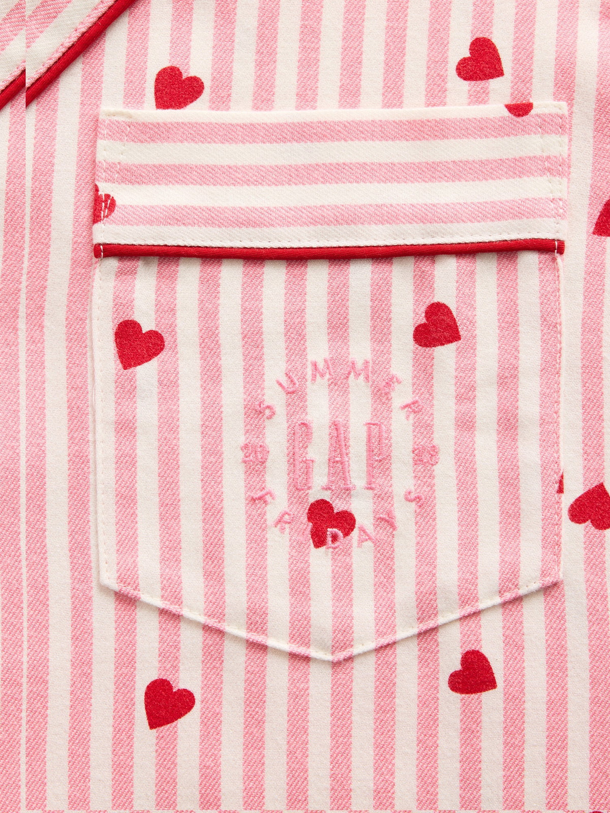 Pembe Gap × Summer Fridays Relaxed Flannel Hearts Pijama Üstü