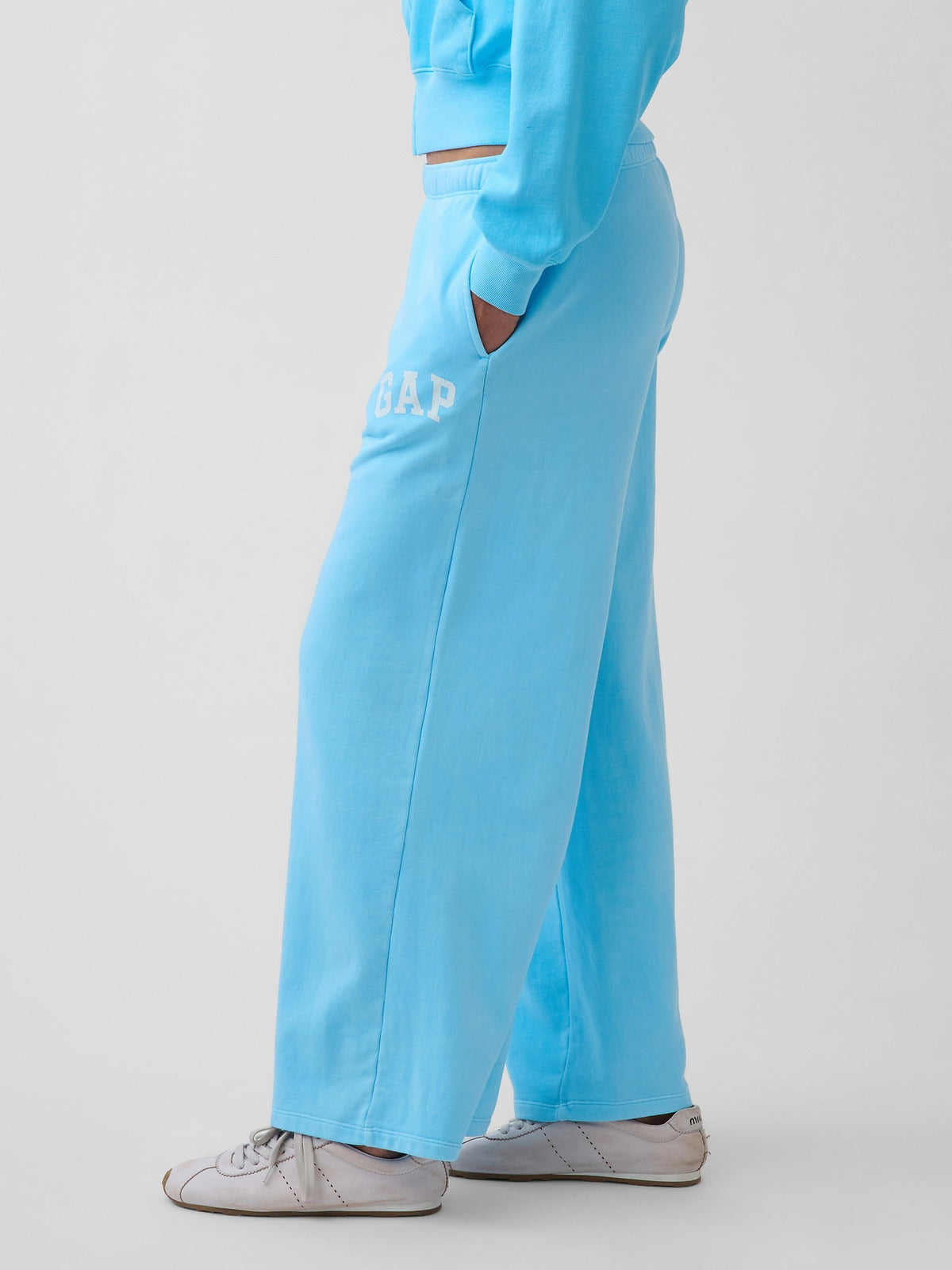 Açık Mavi Gap Logo Fransız Havlu Kumaş Wide-leg Joggers