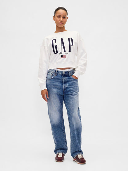 Beyaz Vintagesoft Oversized Gap Logo Sweatshirt