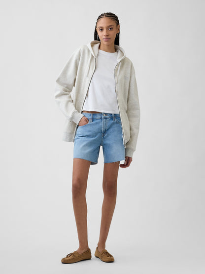 Açık Mavi 5 Mid Rise Soft Denim Şort