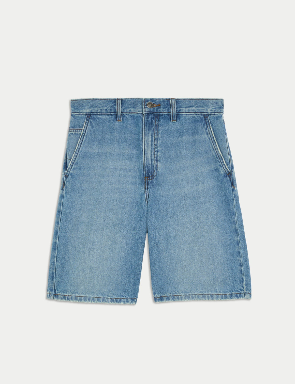 Düz Kesim Lightweight Denim Şort