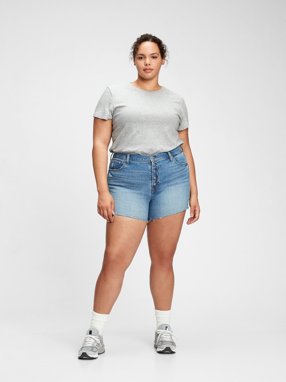 Açık Gri %100 Pamuk Vintagesoft Bisiklet Yaka T-shirt