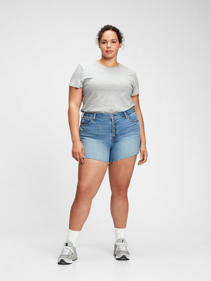 Açık Gri %100 Pamuk Vintagesoft Bisiklet Yaka T-shirt