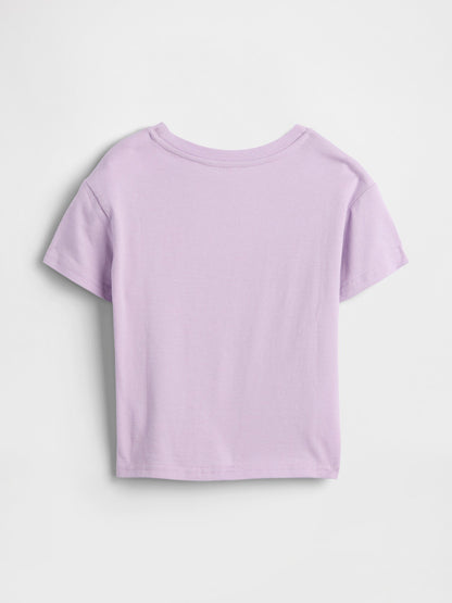 Lila Grafik Baskılı T-shirt