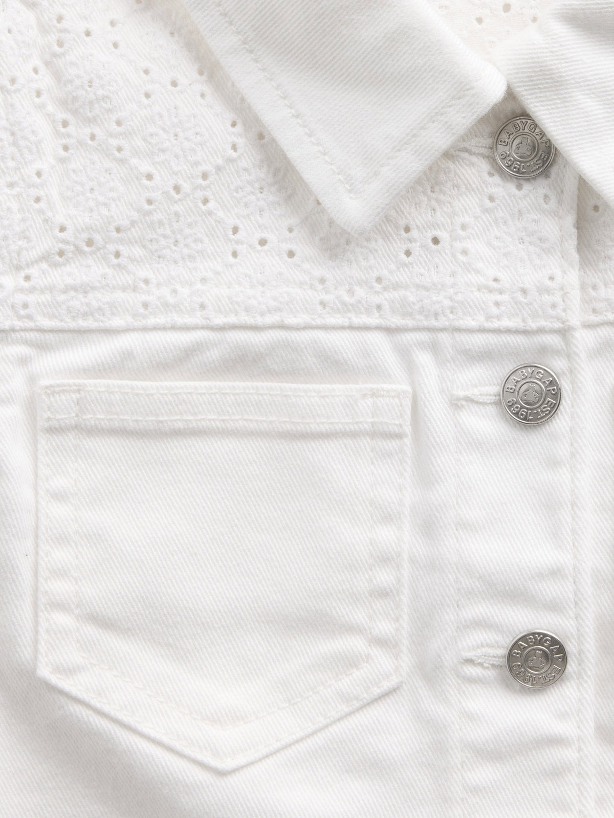 Beyaz Eyelet Denim Ceket