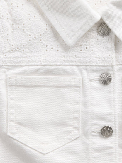 Beyaz Eyelet Denim Ceket
