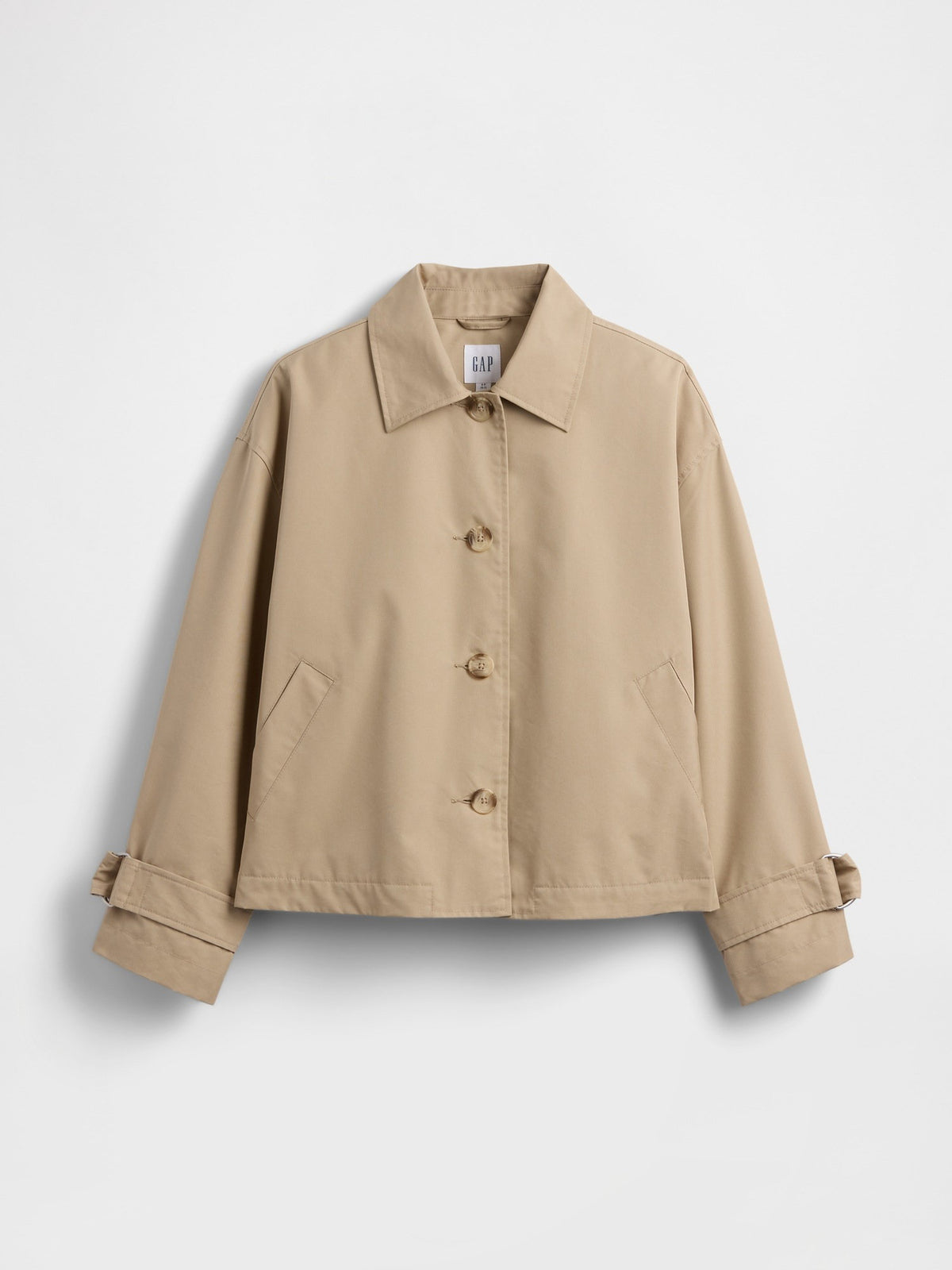 Bej Oversized Crop Trençkot Ceket