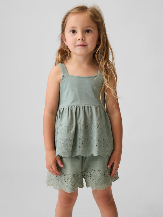 Yeşil Eyelet Hem Bluz