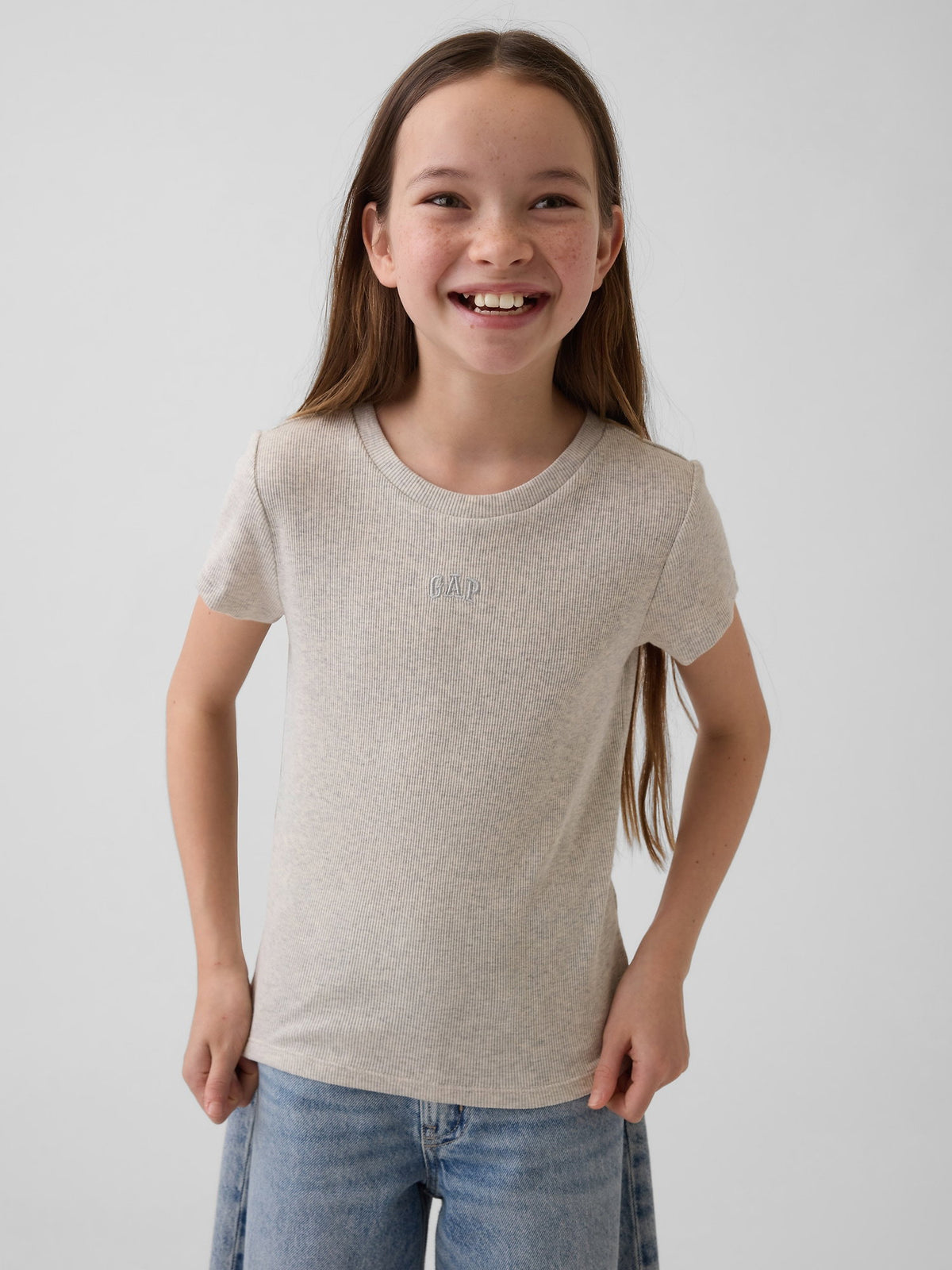Kırık Beyaz Arch Logo Rib T-shirt