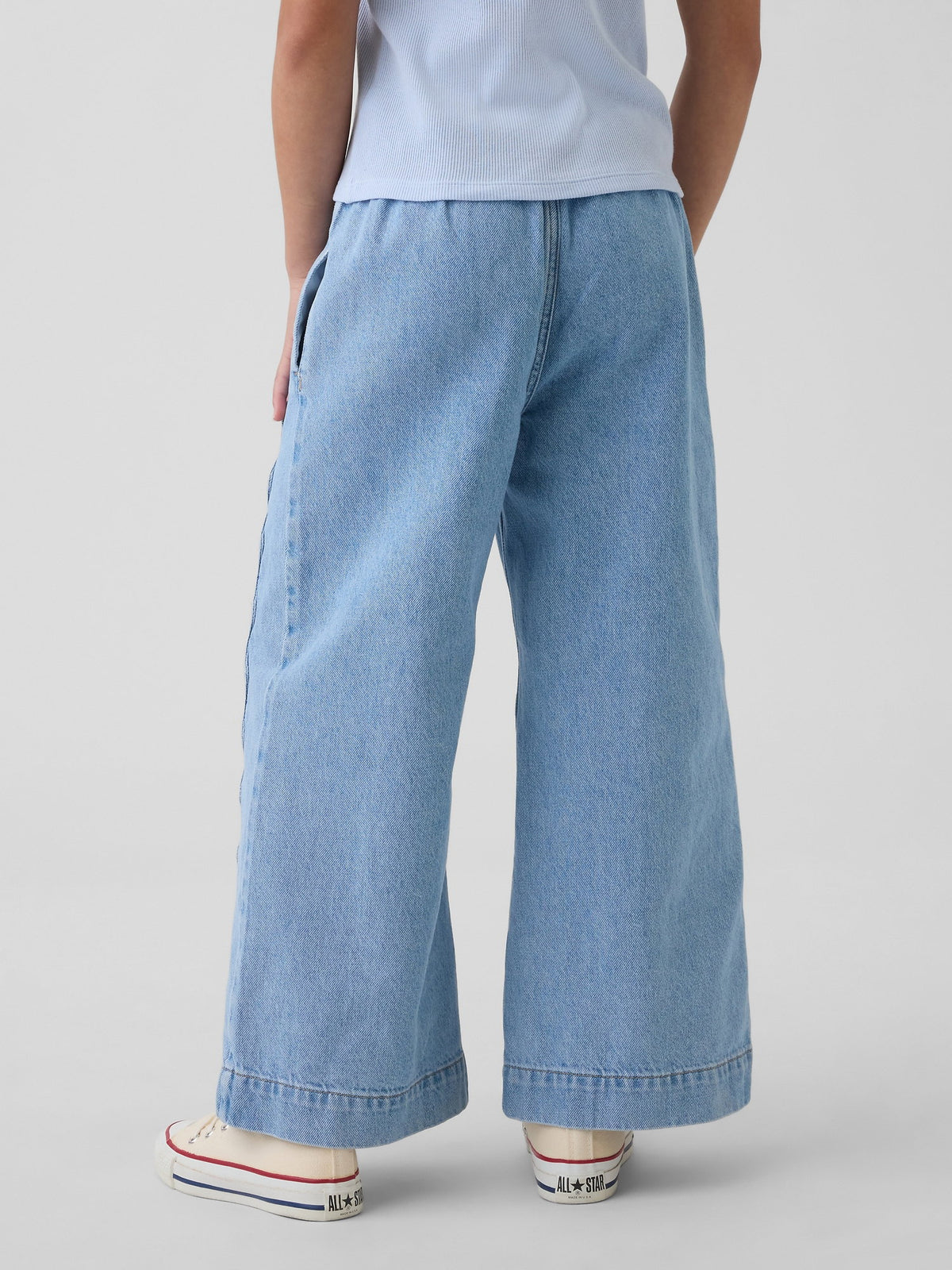 Açık Mavi High Rise Stride Easy Wide-leg Ankle Jean Pantolon