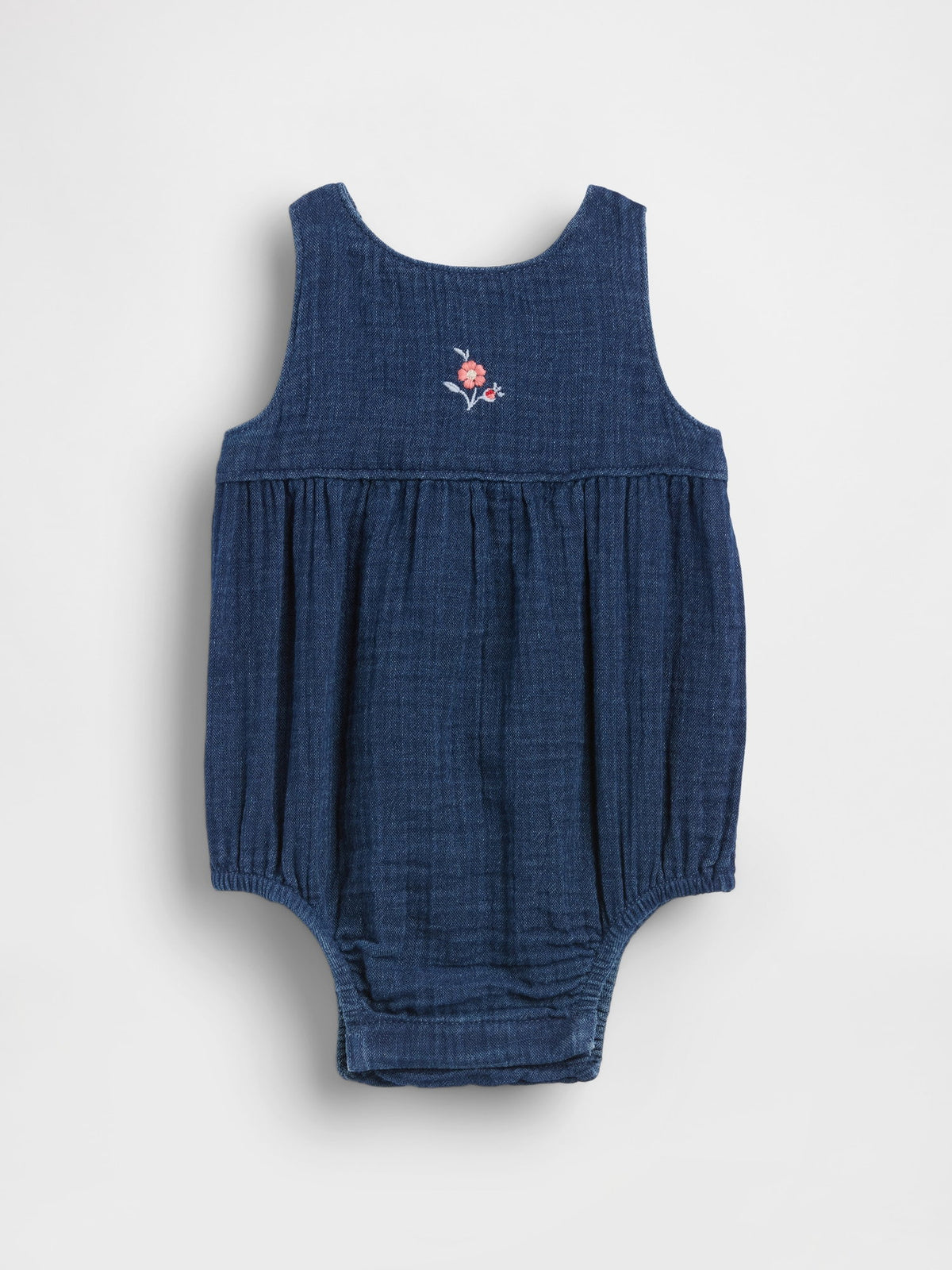 Koyu Mavi Pamuk Gauze Denim Balon Bodysuit