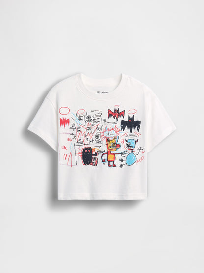 Beyaz Jean-michel Basquiat Grafik Baskılı T-shirt