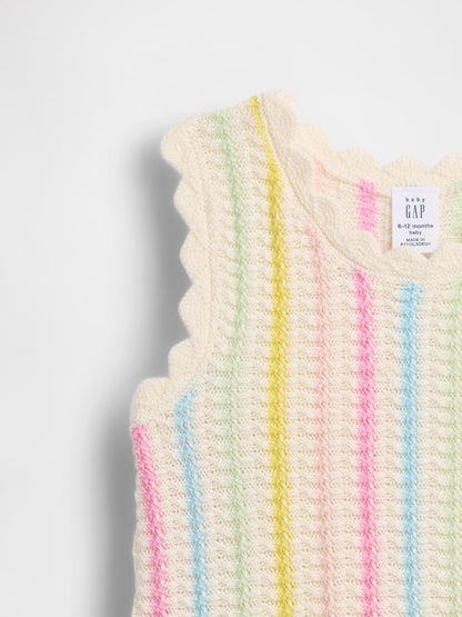 Çok Renkli Crochet Çizgili Triko Outfit Set