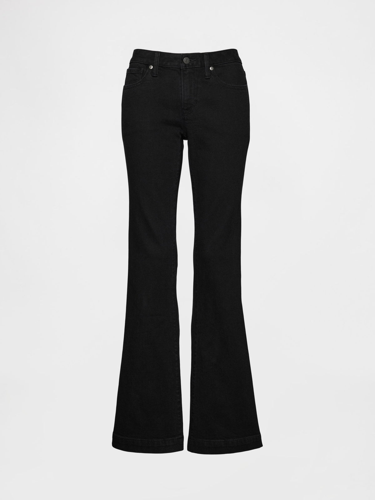 Siyah Low Rise Flare Jean Pantolon