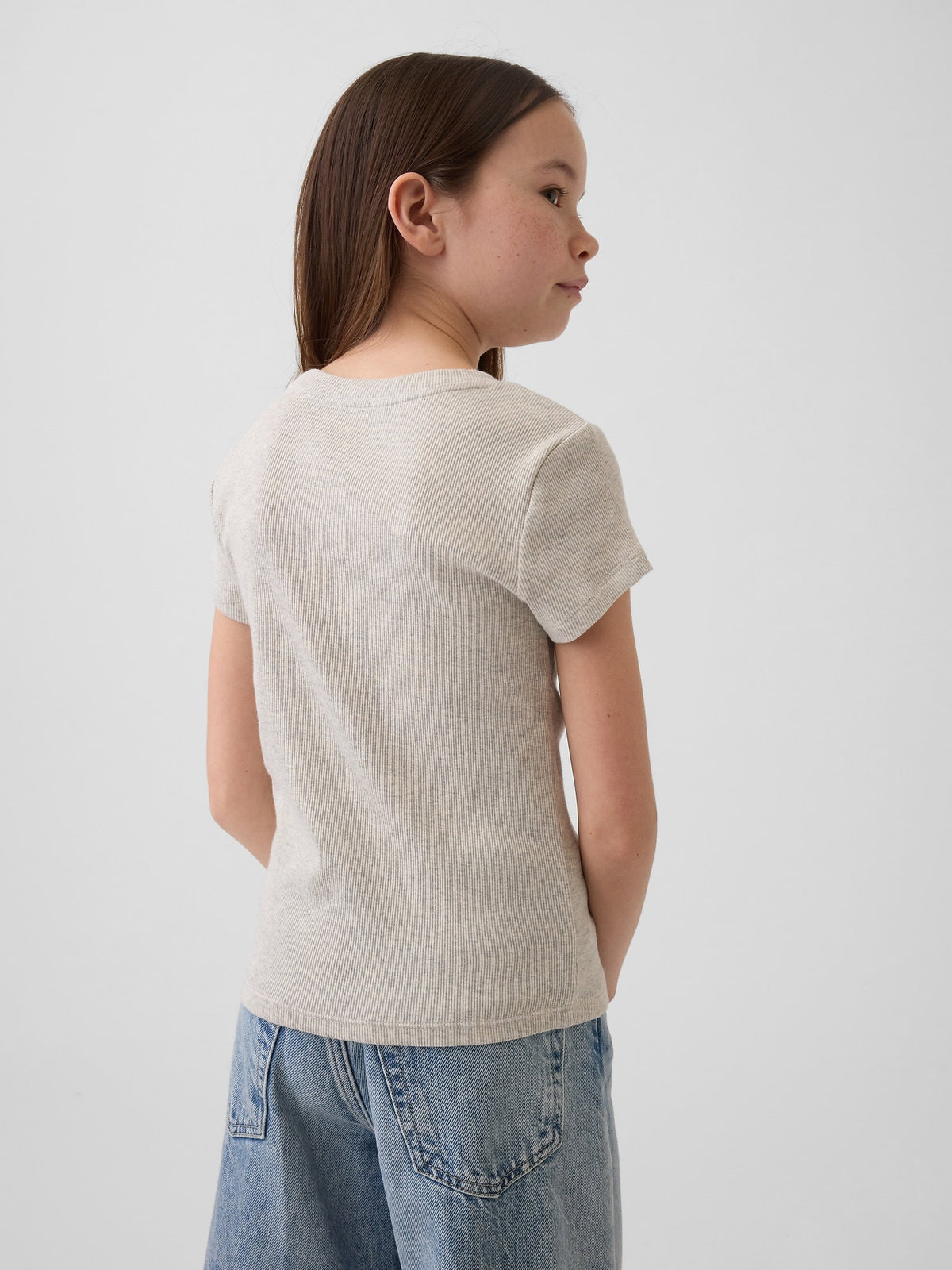 Kırık Beyaz Arch Logo Rib T-shirt