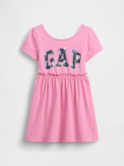 Pembe Logo Jersey Elbise