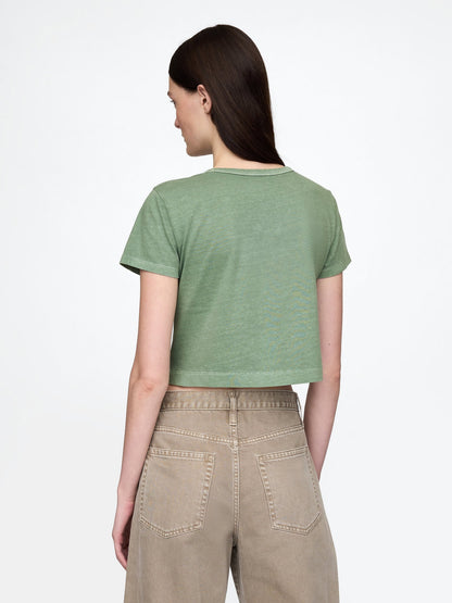 Yeşil %100 Organik Pamuk Vintagesoft Crop T-shirt
