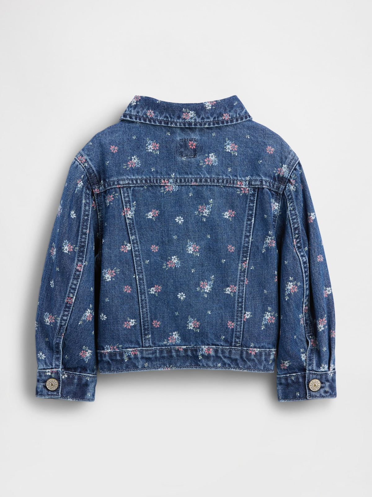 Mavi Çiçek Desenli Denim Ceket