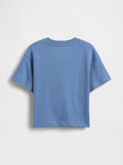 Mavi Oversized Grafik Baskılı T-shirt