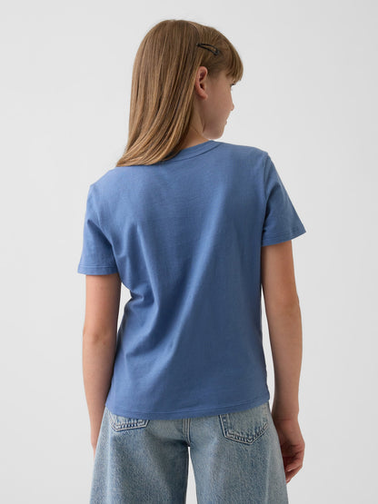 Koyu Mavi Grafik Baskılı T-shirt