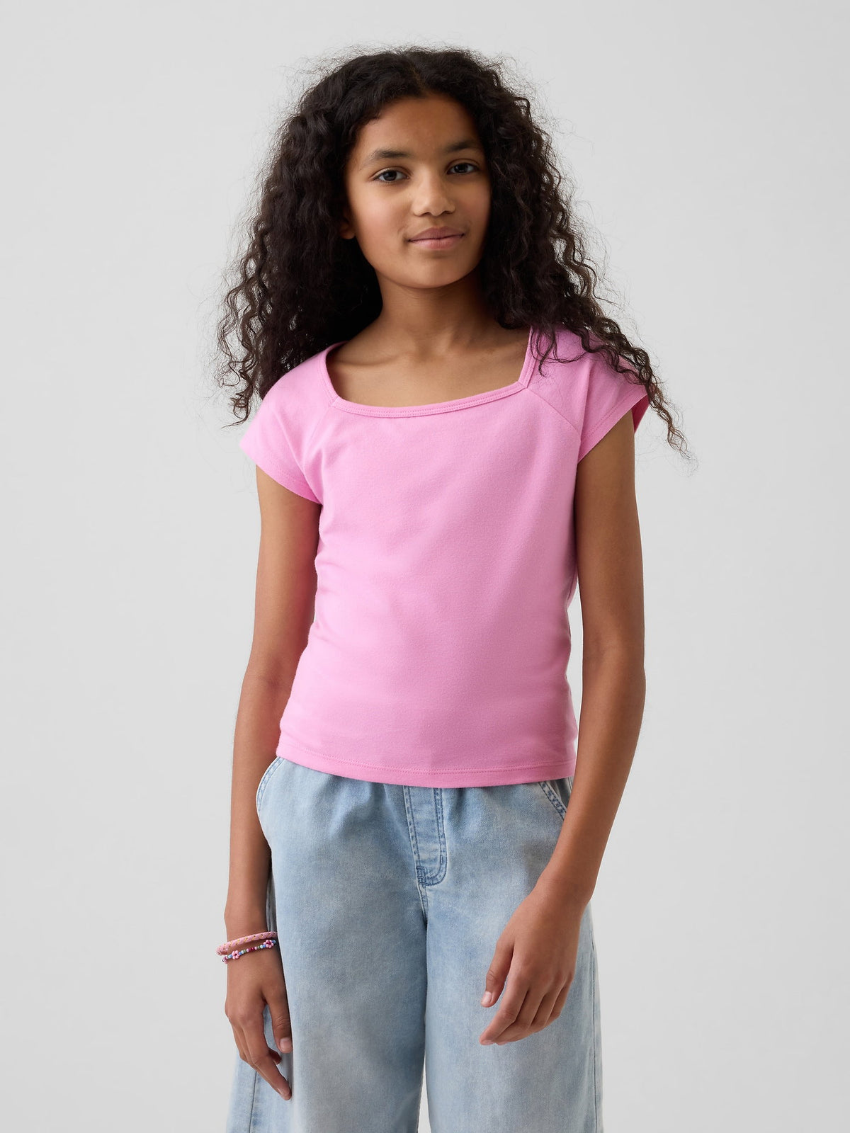Açık Yeşil Kare Yaka T-shirt