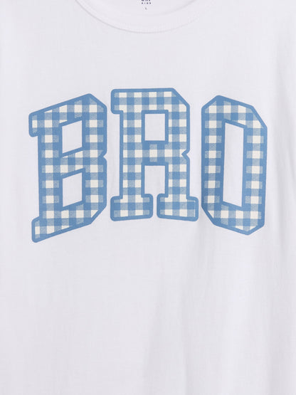 Beyaz Big Bro Grafik Baskılı T-shirt