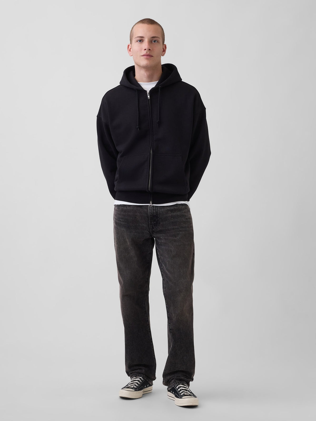 Siyah Relaxed Straight Jean Pantolon