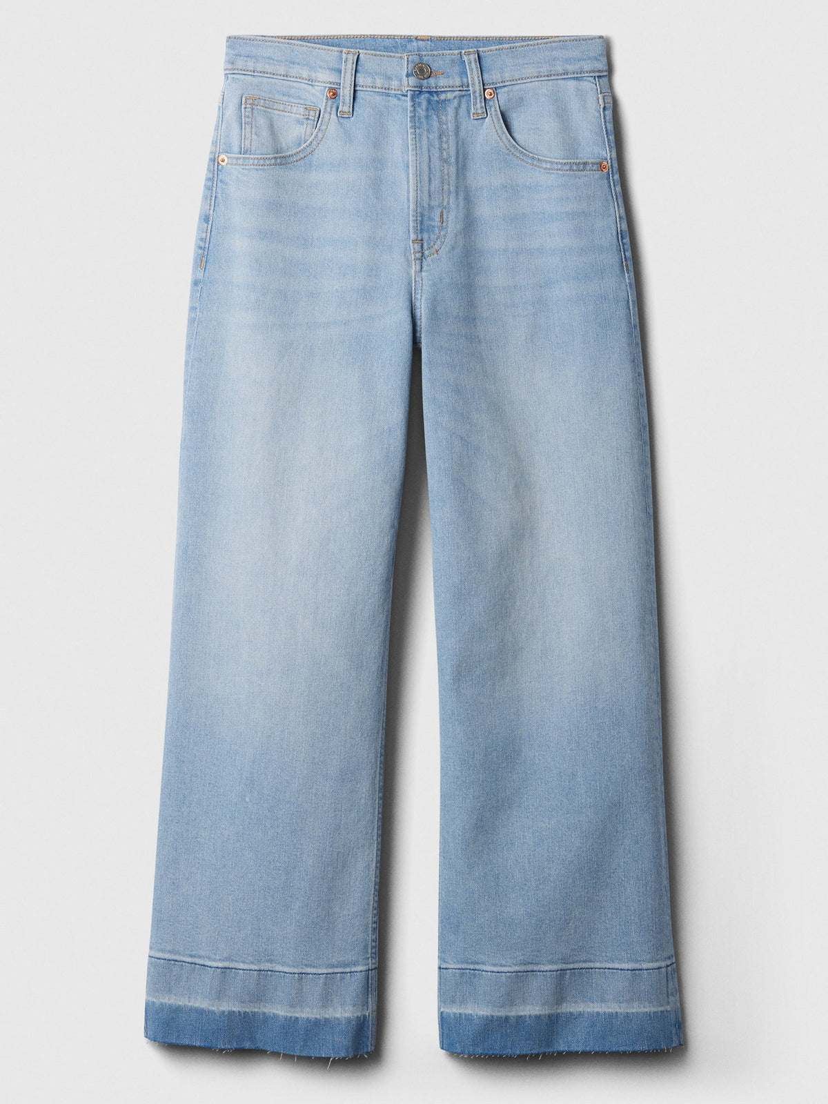 Açık Mavi High Rise Wide-leg Crop Jean Pantolon
