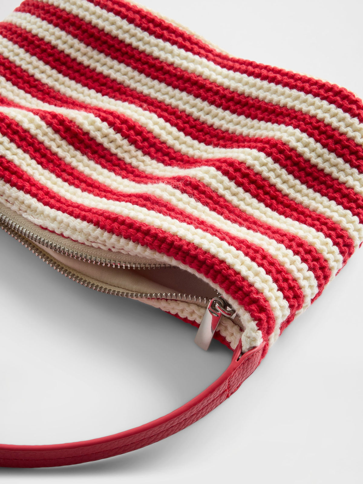 Kırmızı Crochet Stripe Mini Çanta