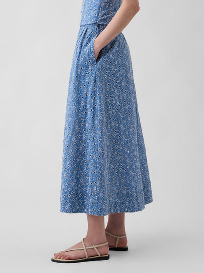 Mavi High Rise Eyelet Maxi Etek
