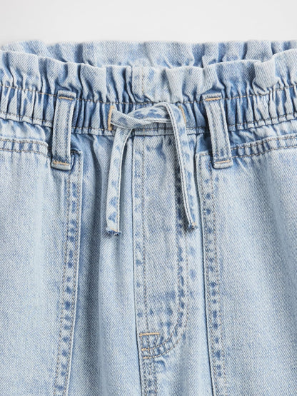 Açık Mavi High Rise Relaxed Pull-on Utility Şort