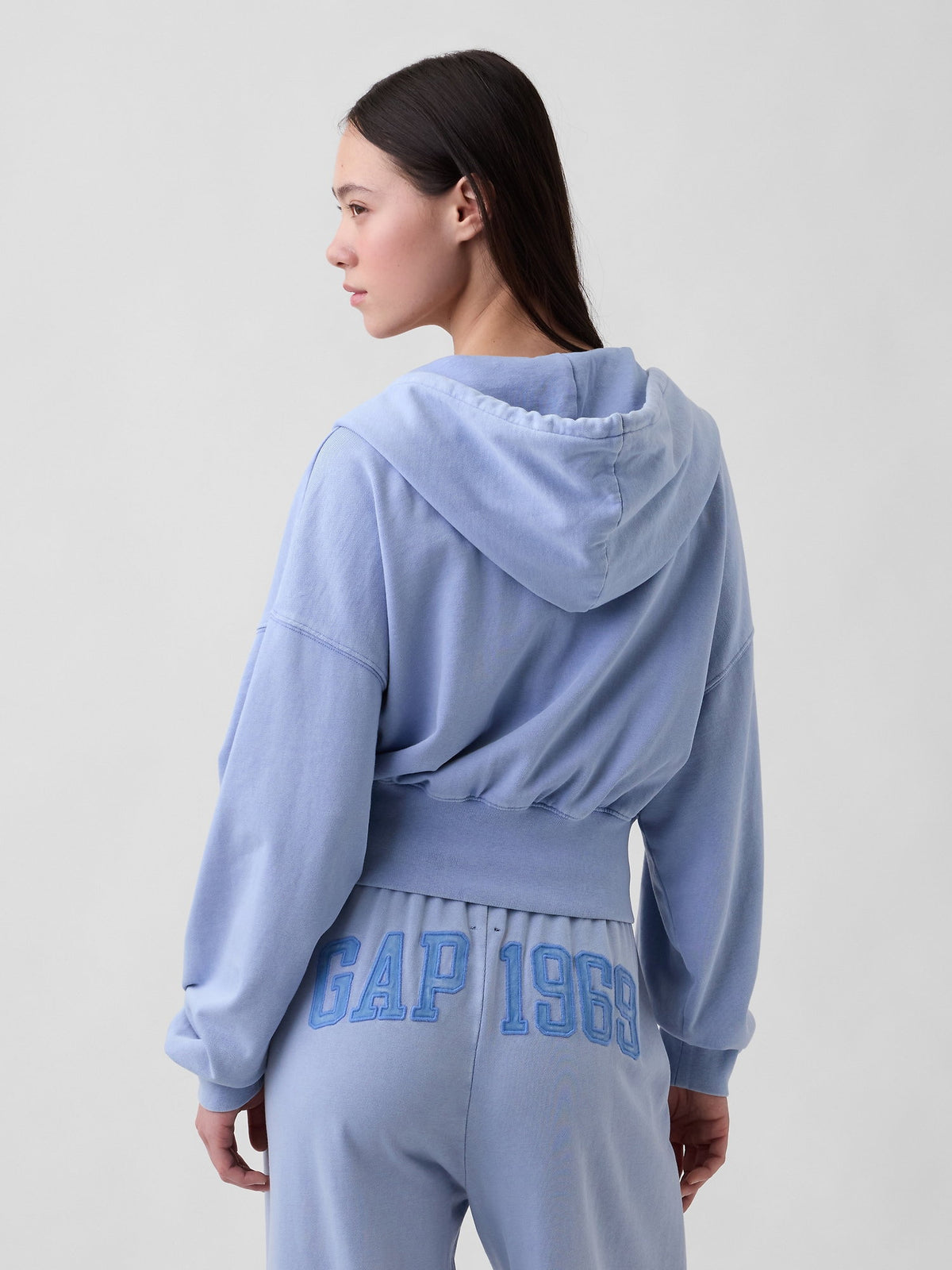 Açık Mavi Fransız Havlu Kumaş Oversized 1969 Logo Fermuarlı Sweatshirt